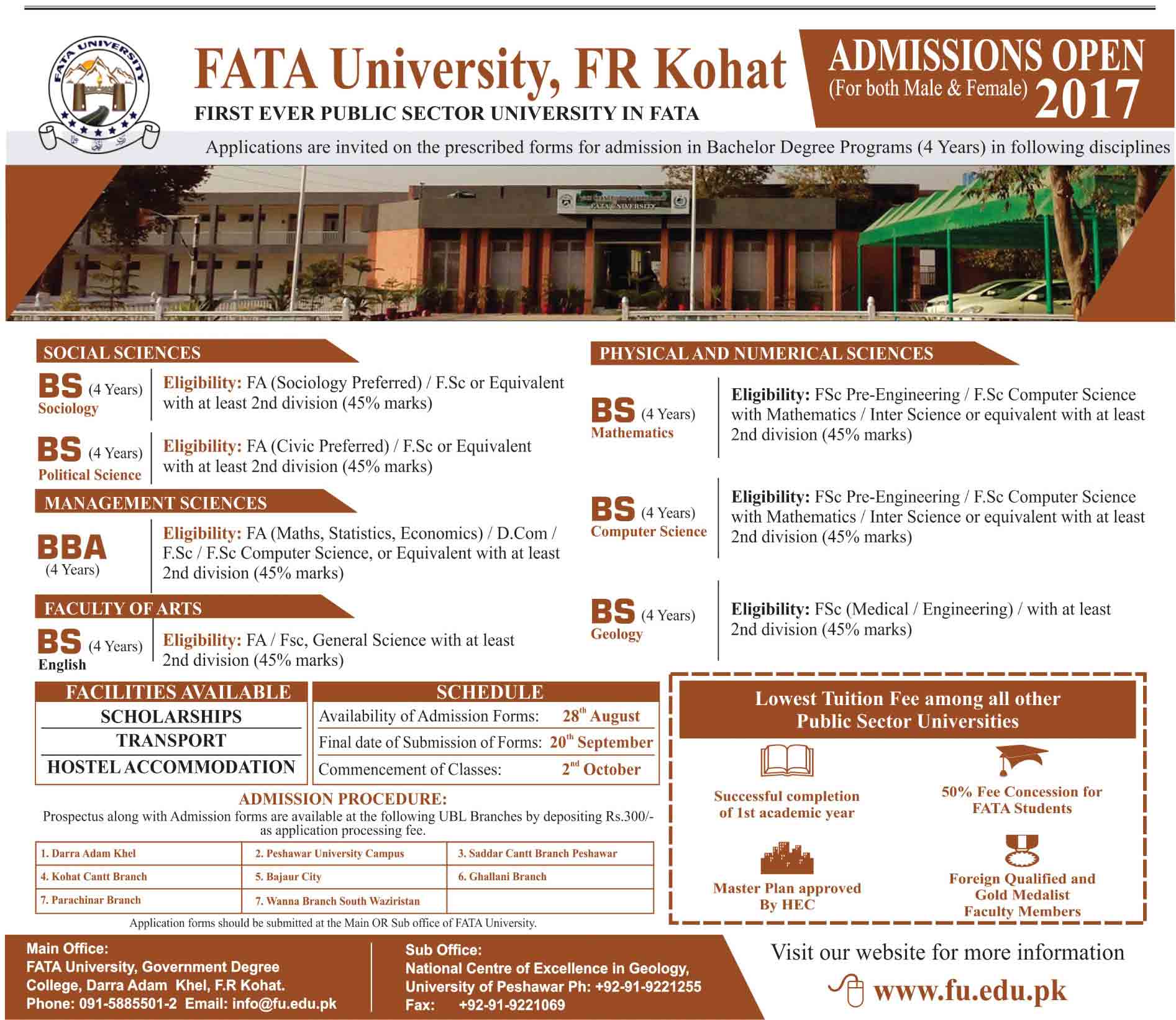 University of FATA admission