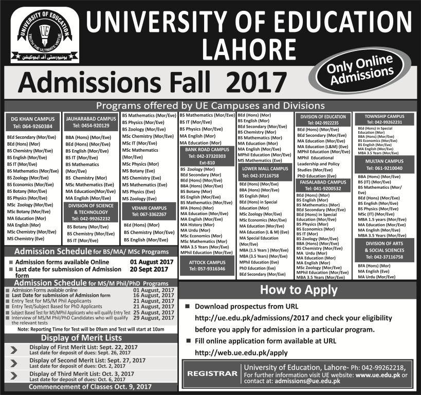 University of Education admission